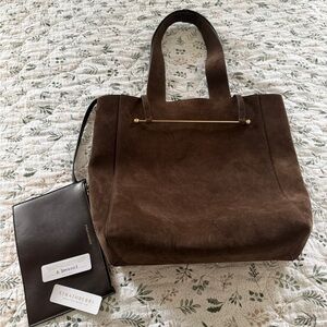 Strathberry Melody Tote Bag Suede Chocolate Brown